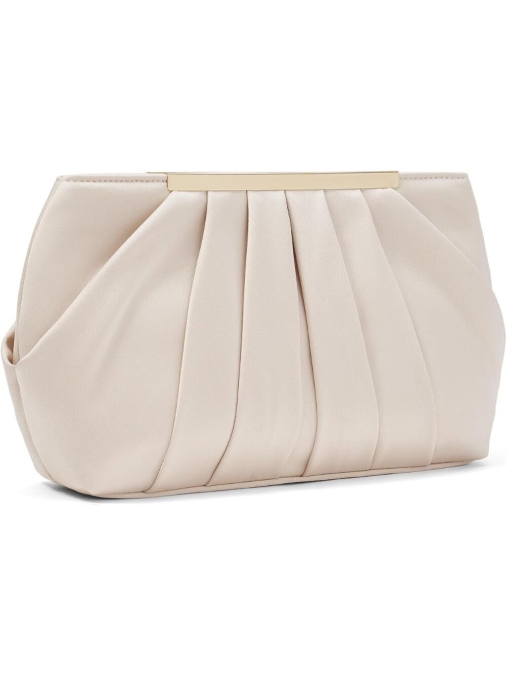 👜 Women's Gold Satin Evening Bag Elegant Pleated Formal Clutch With Chain
